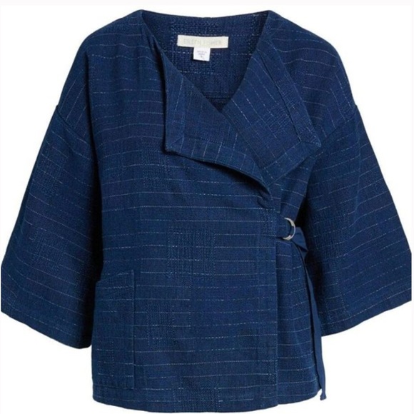 Eileen Fisher Cotton Indigo Kimono Jacket - Picture 3 of 8